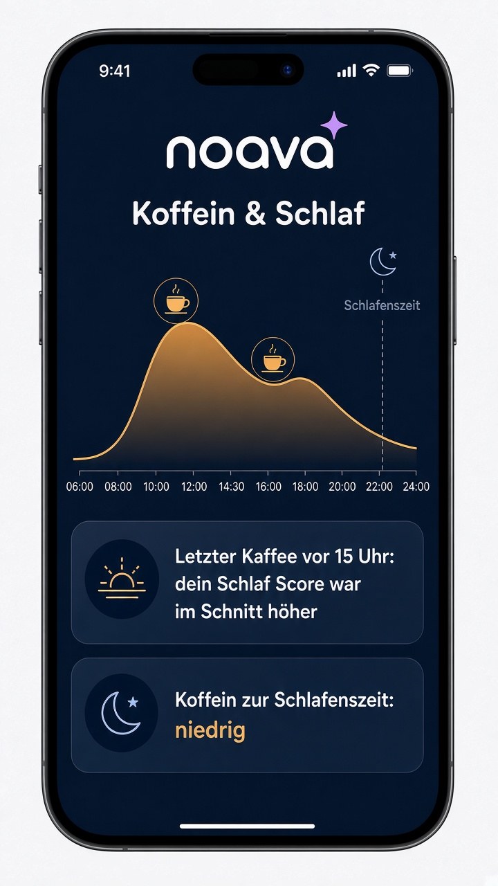 Noava App Ansicht Koffein und Schlaf