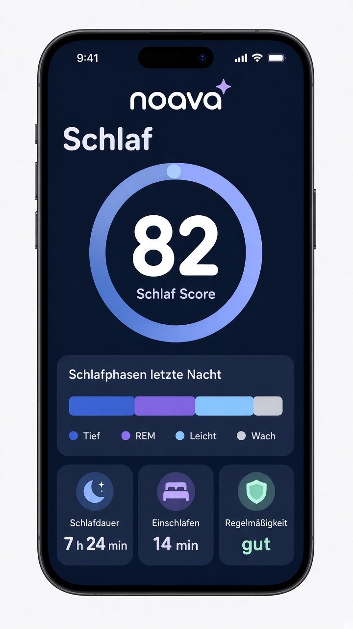 Noava App Ansicht Schlaf Score